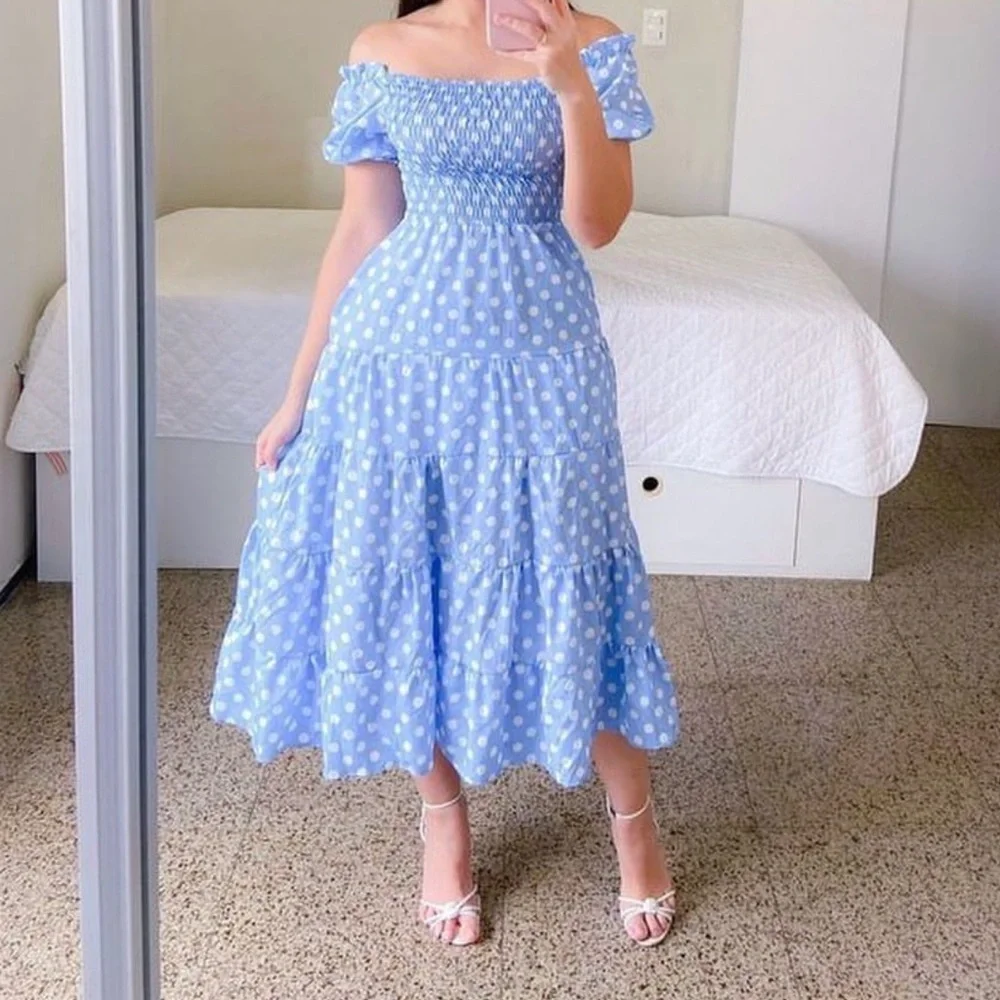 Polka Dot, Light Blue Dress - Picture 1 of 11